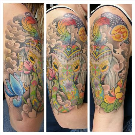 Tattoos - indian festival elephant half sleeve - 98762